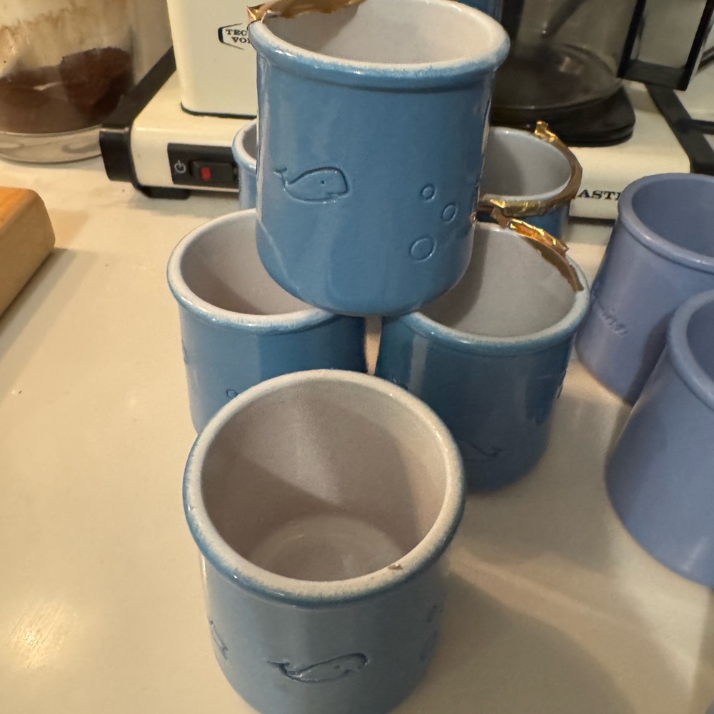 7 Blue Ceramic terracotta jars great for crafts and storage